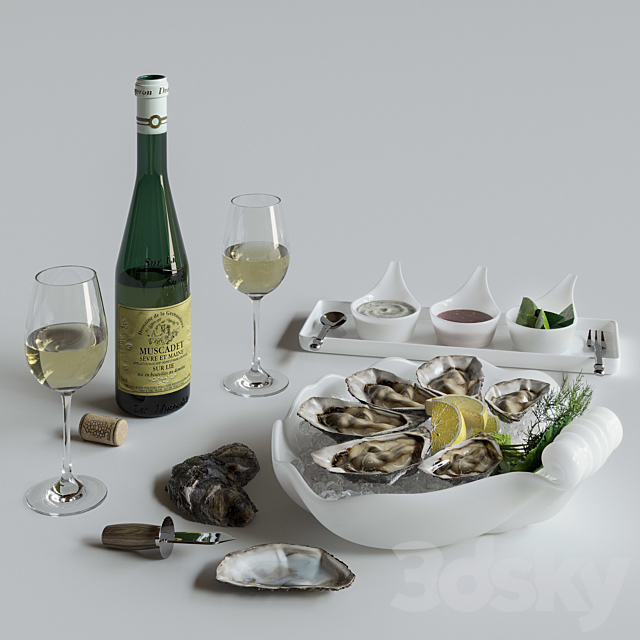 Oysters on a platter 3ds Max - thumbnail 1