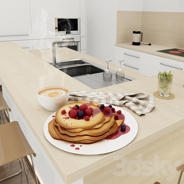 Pancake with raspberries 3ds Max - thumbnail 2