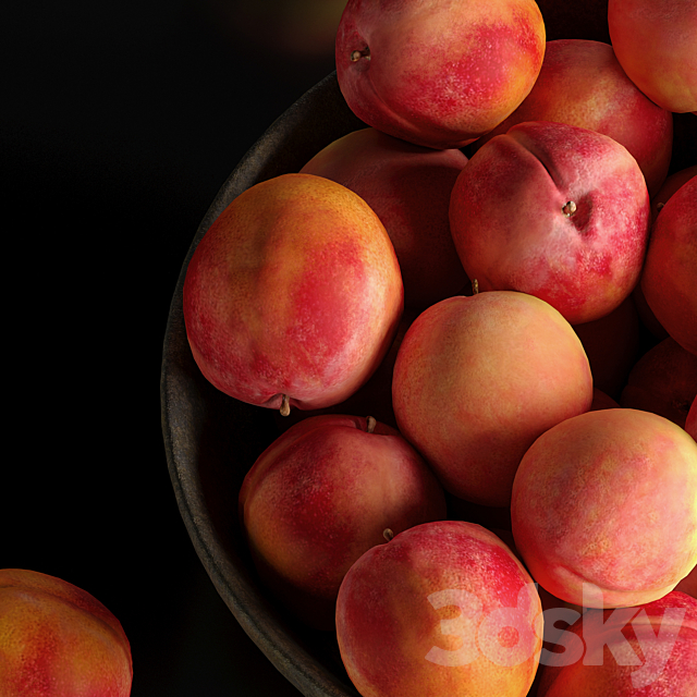 Peaches in a Ceramic Bowl 3DS Max Model - thumbnail 3