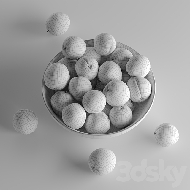 Peaches in a Ceramic Bowl 3DS Max Model - thumbnail 5