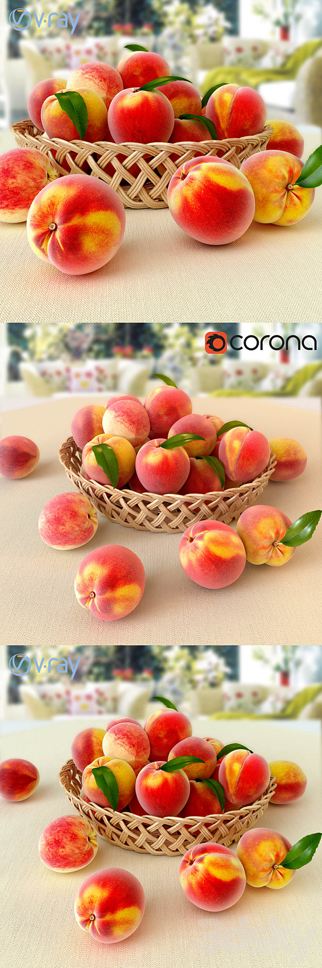 Peaches in a wicker basket 3DSMax File - thumbnail 1