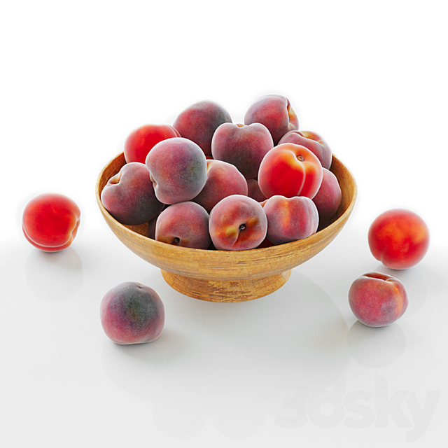 Peaches in a Wooden Vase 3DS Max Model - thumbnail 2