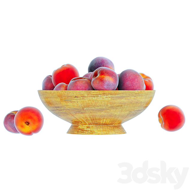 Peaches in a Wooden Vase 3DS Max Model - thumbnail 3