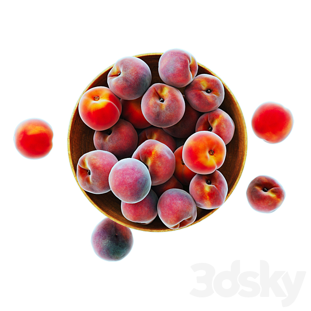 Peaches in a Wooden Vase 3DS Max Model - thumbnail 4