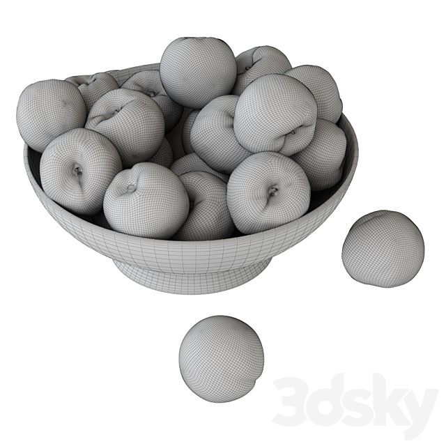 Peaches in a Wooden Vase 3DS Max Model - thumbnail 5