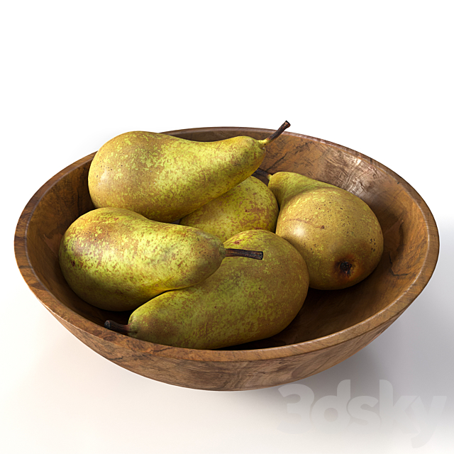 pears  in a wooden bowl 3DSMax File - thumbnail 1