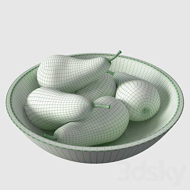 pears  in a wooden bowl 3DSMax File - thumbnail 2