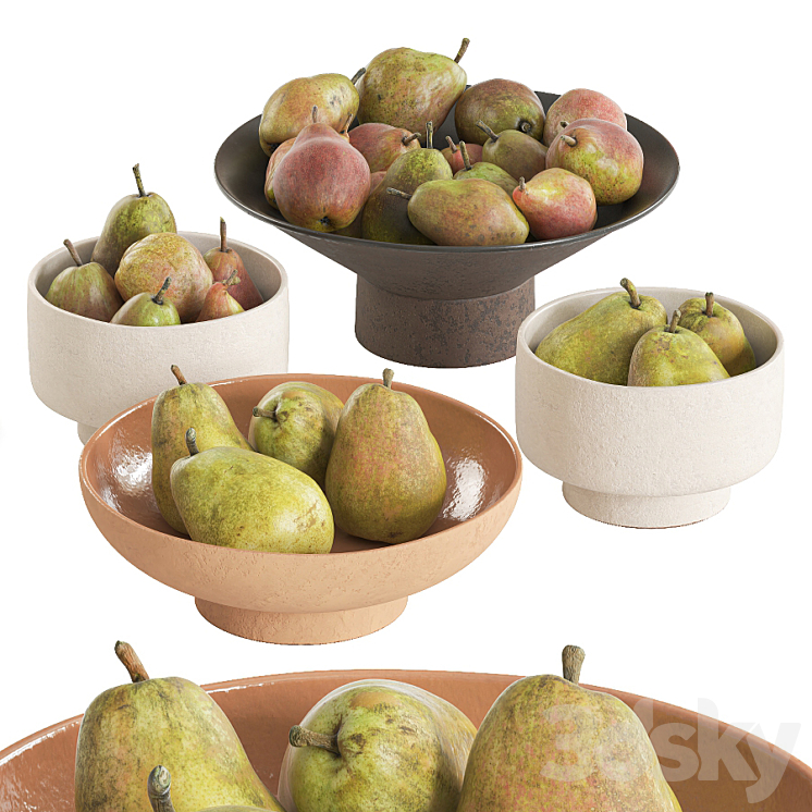 Pears in bowls 3DS Max - thumbnail 1