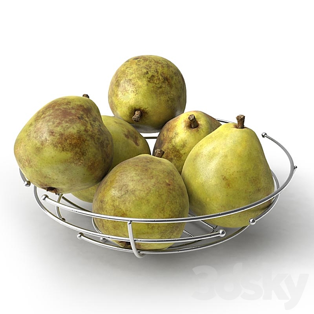 Pears in metal vase 3ds Max - thumbnail 1