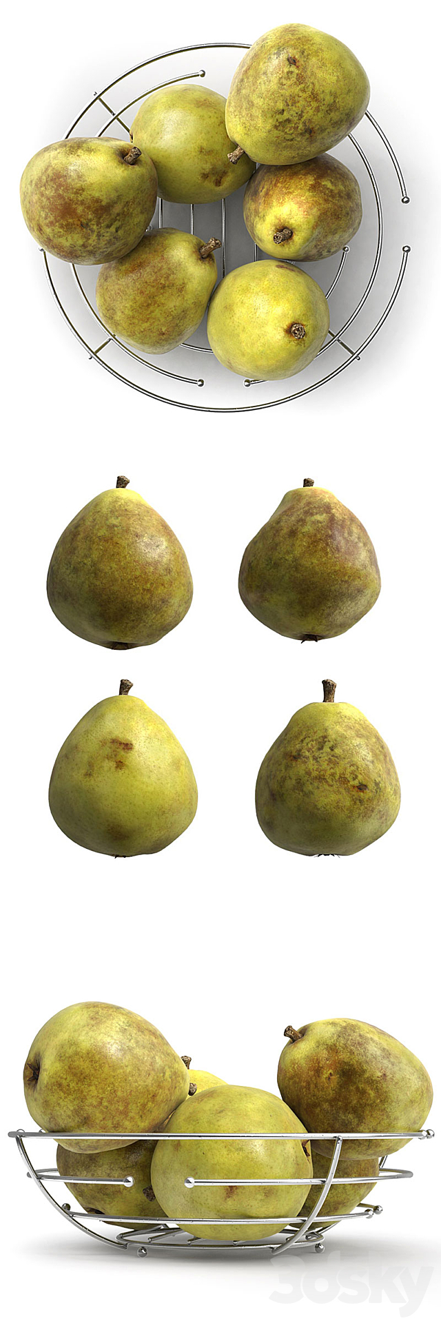 Pears in metal vase 3ds Max - thumbnail 2