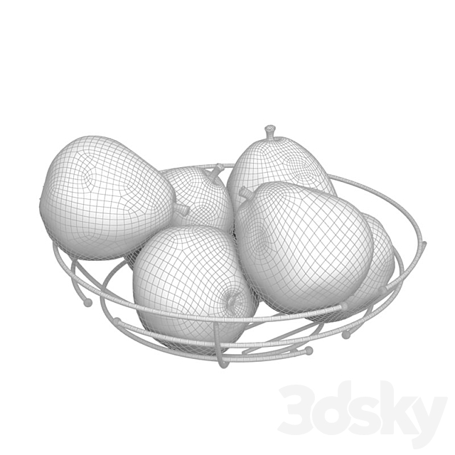 Pears in metal vase 3ds Max - thumbnail 3