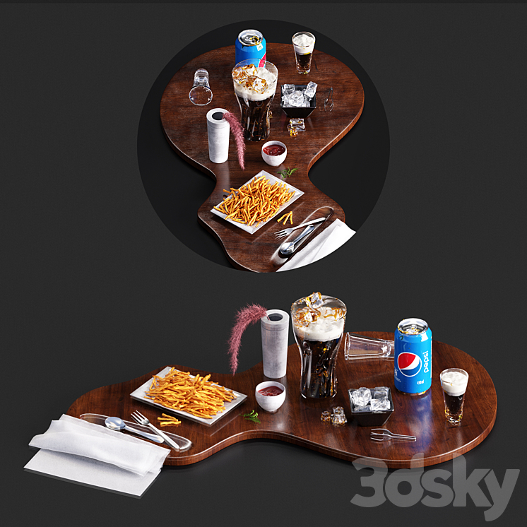 Pepsi set with french fries 3DS Max - thumbnail 2