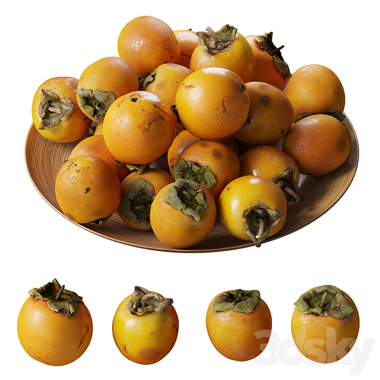 Persimmon kinglet on a platter 3DS Max Model - thumbnail 1