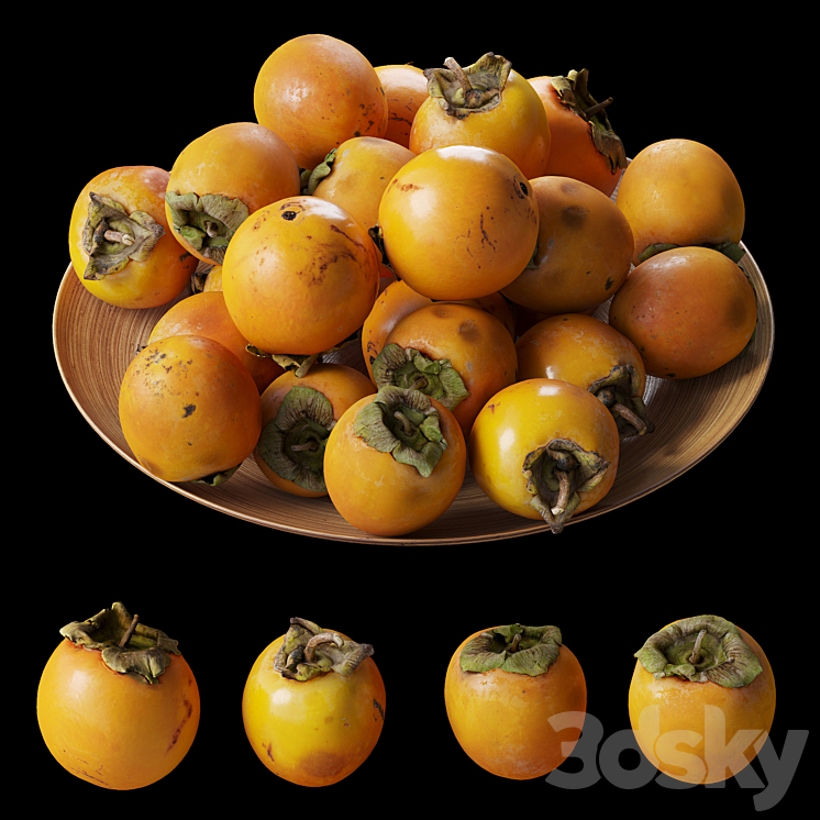 Persimmon kinglet on a platter 3DS Max Model - thumbnail 2