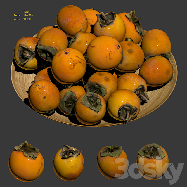 Persimmon kinglet on a platter 3DSMax File - thumbnail 4