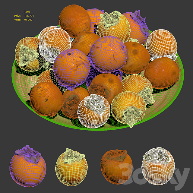 Persimmon kinglet on a platter 3DSMax File - thumbnail 5