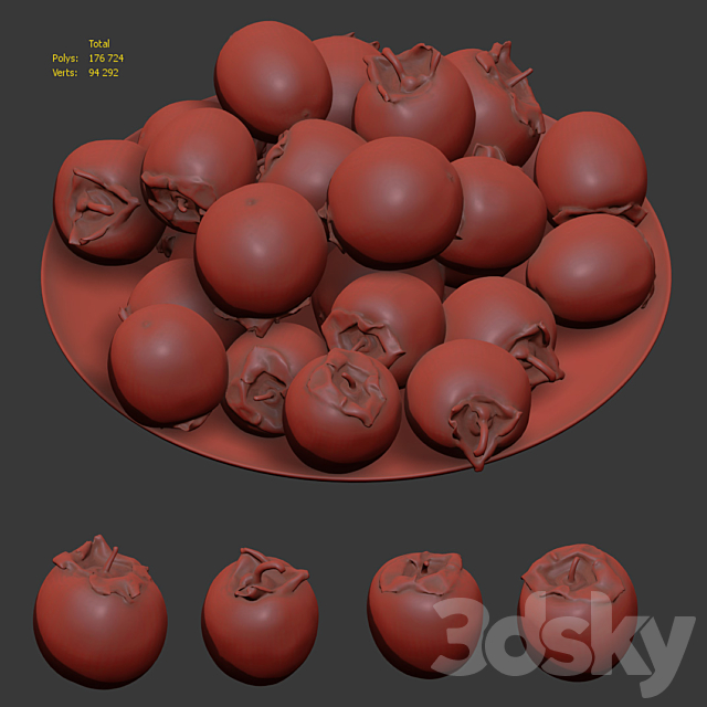 Persimmon kinglet on a platter 3DSMax File - thumbnail 6