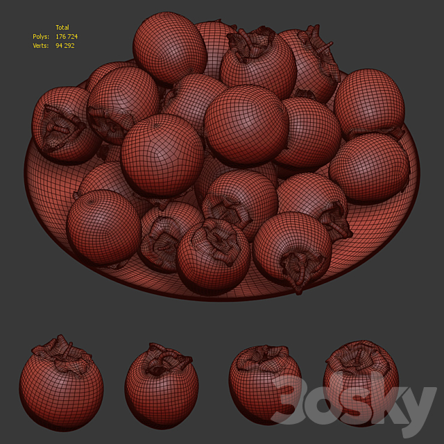 Persimmon kinglet on a platter 3DSMax File - thumbnail 7
