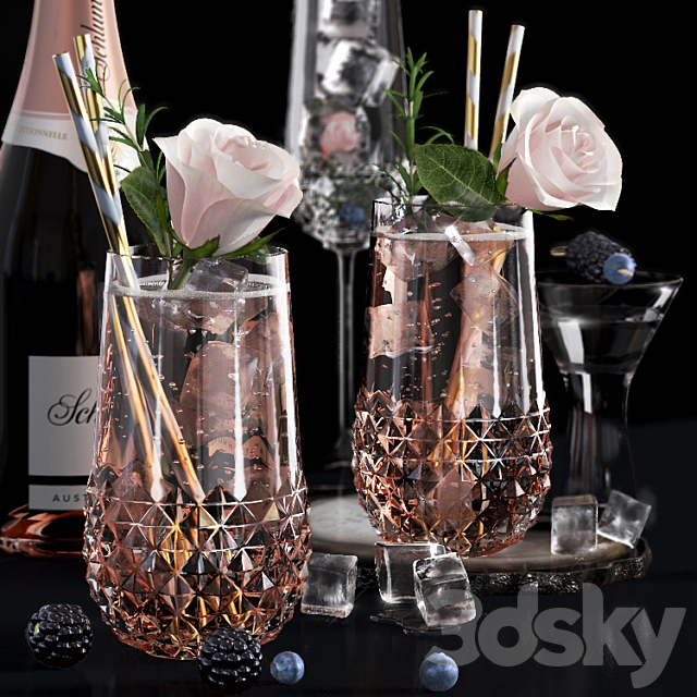 Pink rose cocktail 3DSMax File - thumbnail 4