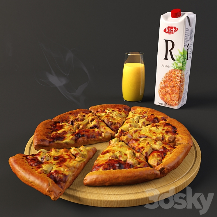 Pizza "Hawaiian" 3DS Max - thumbnail 1