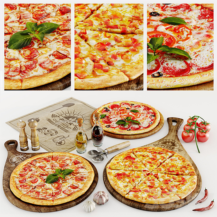 Pizza set 3DS Max Model - thumbnail 1