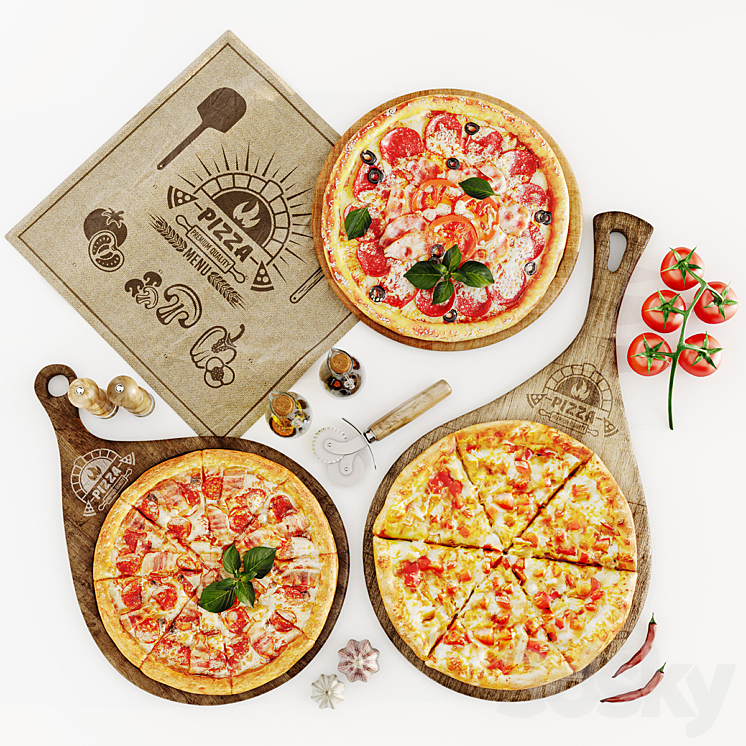 Pizza set 3DS Max Model - thumbnail 2