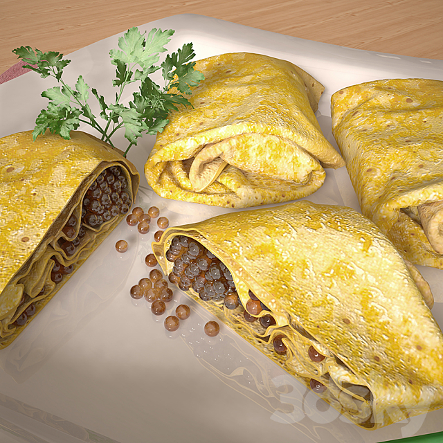 Plate with pancakes 3DS Max Model - thumbnail 3