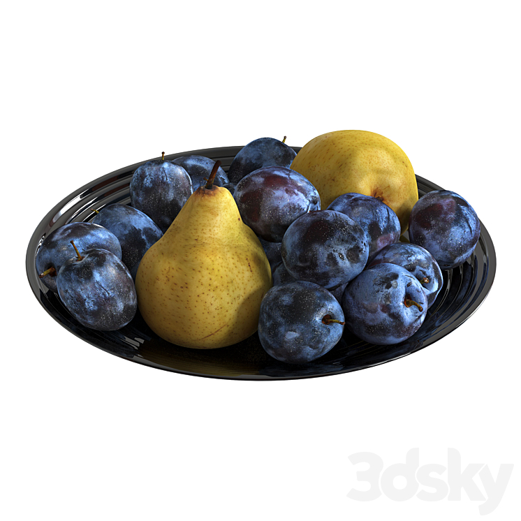 Plum and pear in a black cup 3DS Max - thumbnail 1