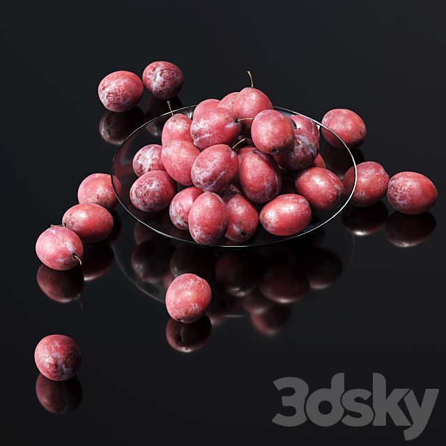 Plums on a plate 3DS Max Model - thumbnail 2