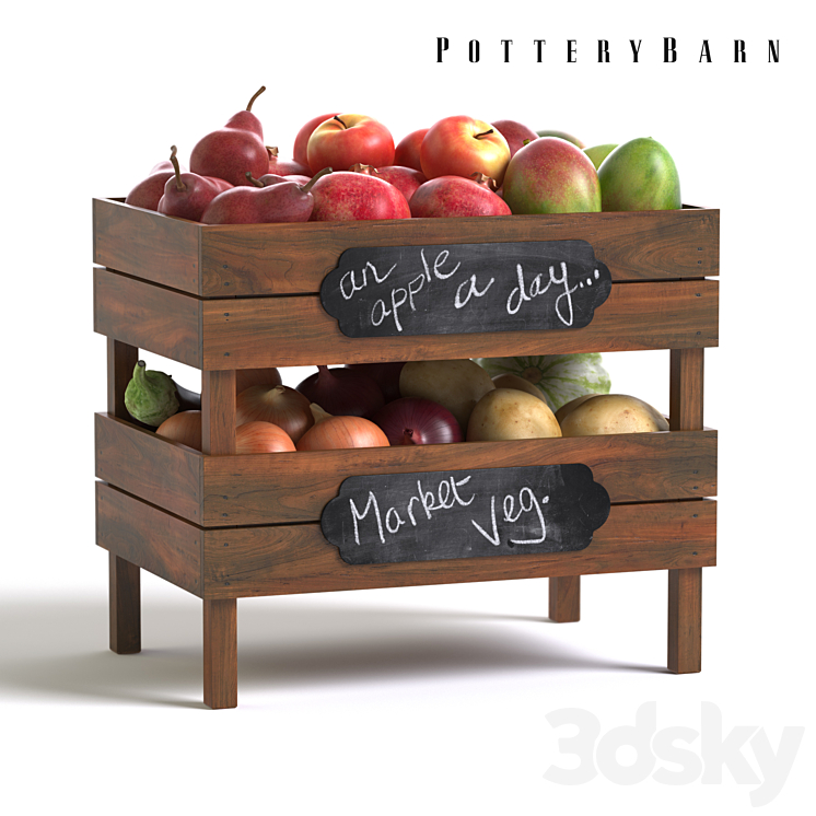 Pottery Barn Stackable Fruit and Vegetable Crates 3DS Max - thumbnail 1