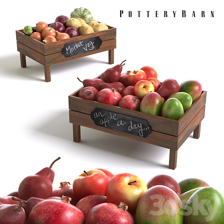 Pottery Barn Stackable Fruit and Vegetable Crates 3DS Max - thumbnail 2