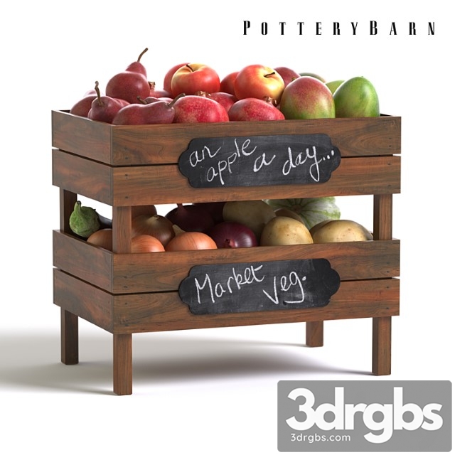 Pottery Barn Stackable Fruit and Vegetable Crates 3dsmax Download - thumbnail 1