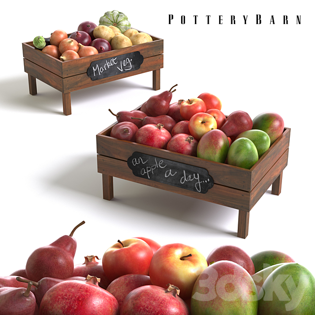 Pottery Barn Stackable Fruit and Vegetable Crates 3DSMax File - thumbnail 2