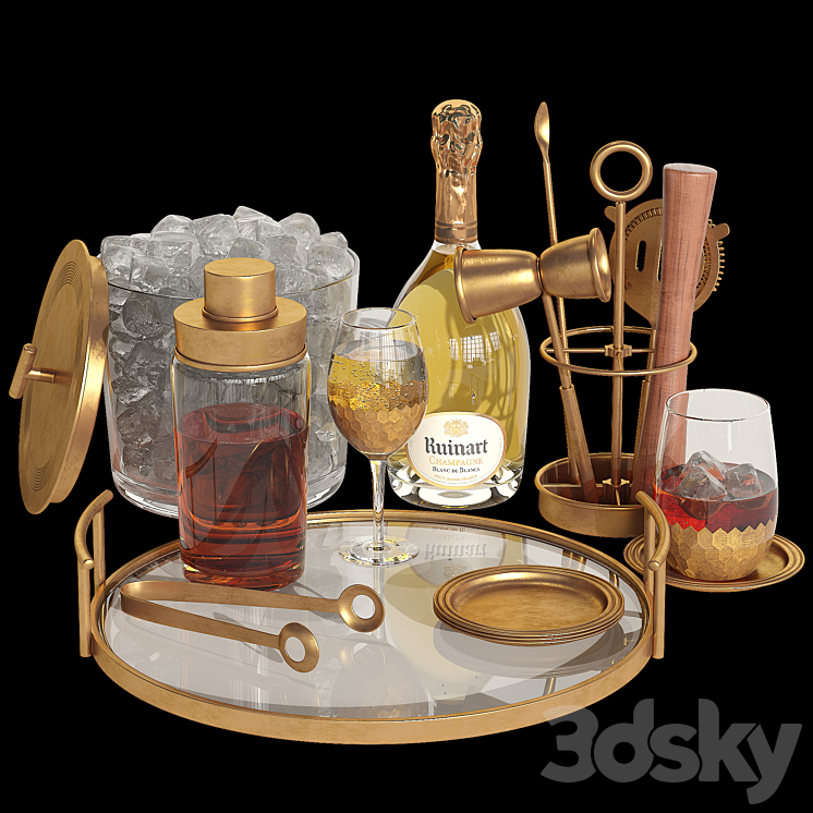 Potterybarn gold bar accessories 3DS Max - thumbnail 1