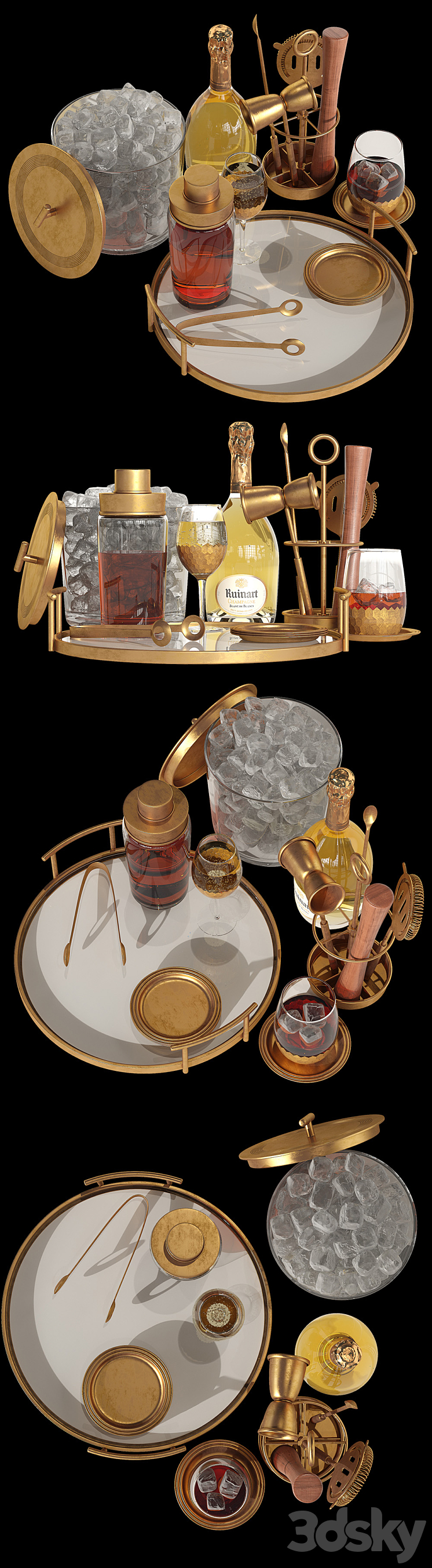 Potterybarn gold bar accessories 3DS Max - thumbnail 2