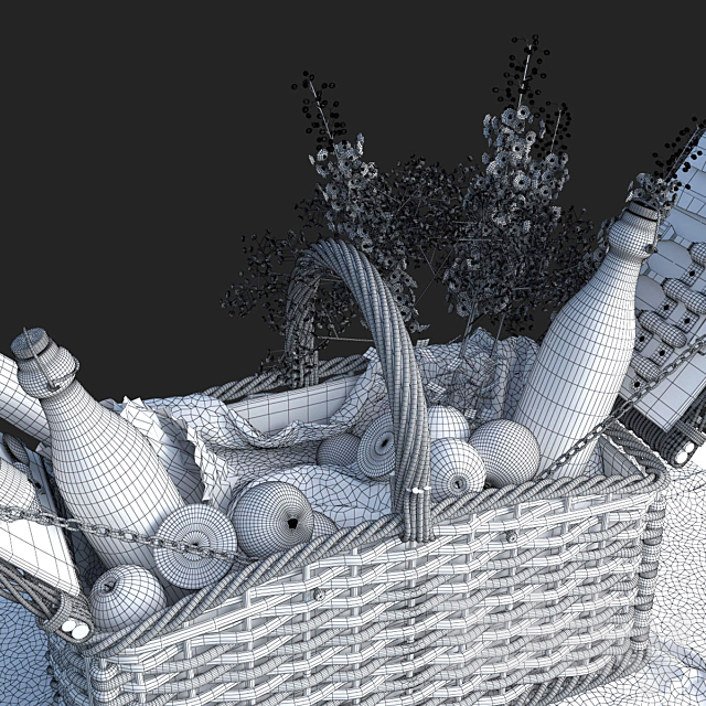 Provence style picnic basket 3DS Max Model - thumbnail 3