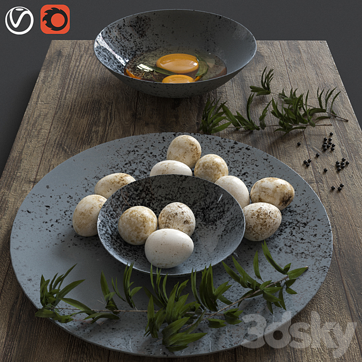 quail eggs 3DS Max - thumbnail 2