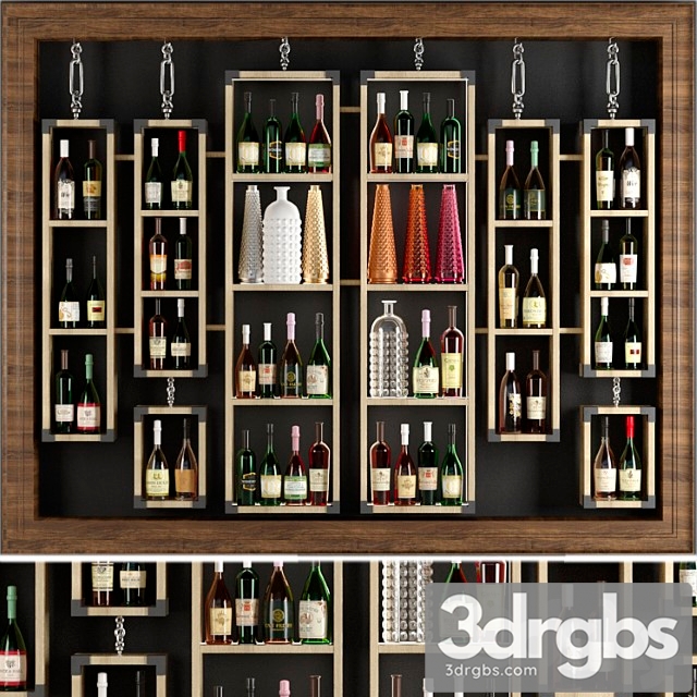 Rack with collection wine and vases 3dsmax Download - thumbnail 1