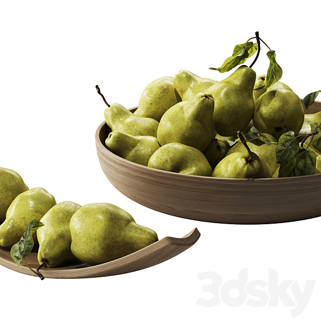 Realistic pears with leaves 3ds Max - thumbnail 3