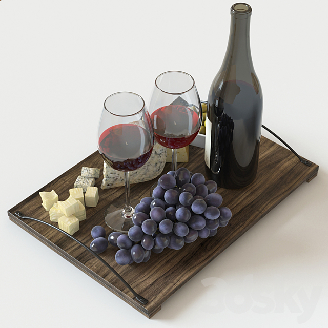 Red Wine & Grapes set 3DSMax File - thumbnail 3