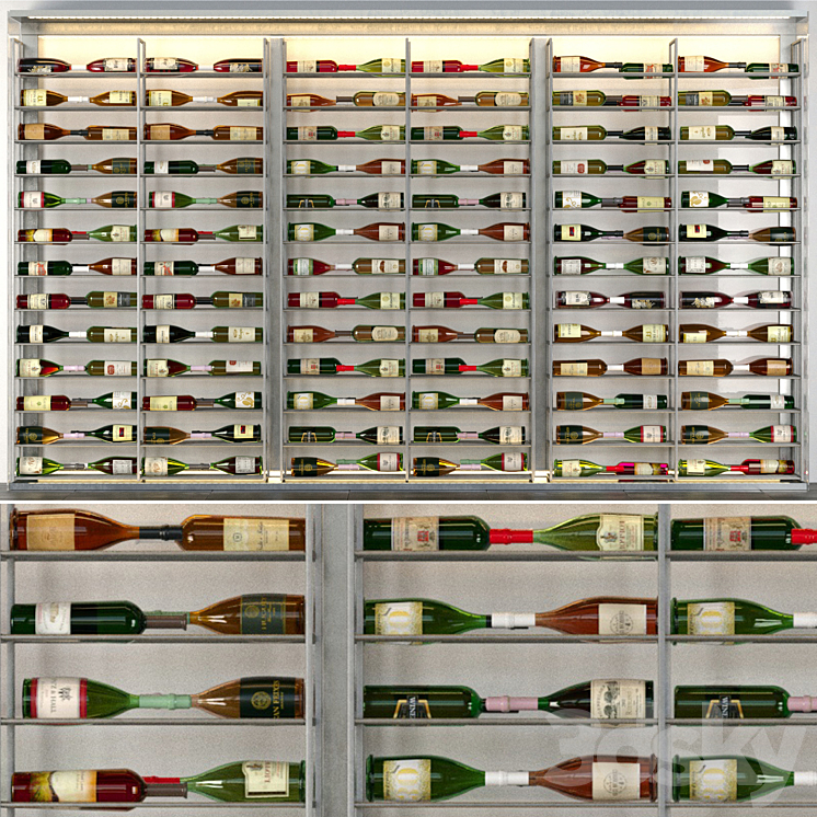 Refrigerator in a liquor store with a collection of wine. Alcohol 3 3DS Max - thumbnail 1