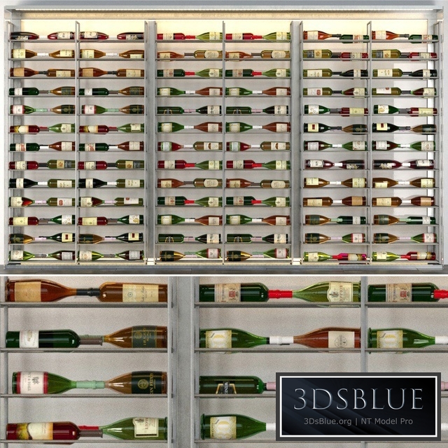 Refrigerator in a liquor store with a collection of wine. Alcohol 3 3DS Max - thumbnail 3