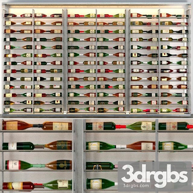 Refrigerator in a liquor store with a collection of wine. alcohol 3 3dsmax Download - thumbnail 1