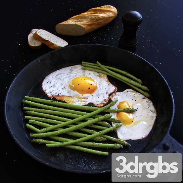 Scrambled eggs with asparagus 3dsmax Download - thumbnail 1