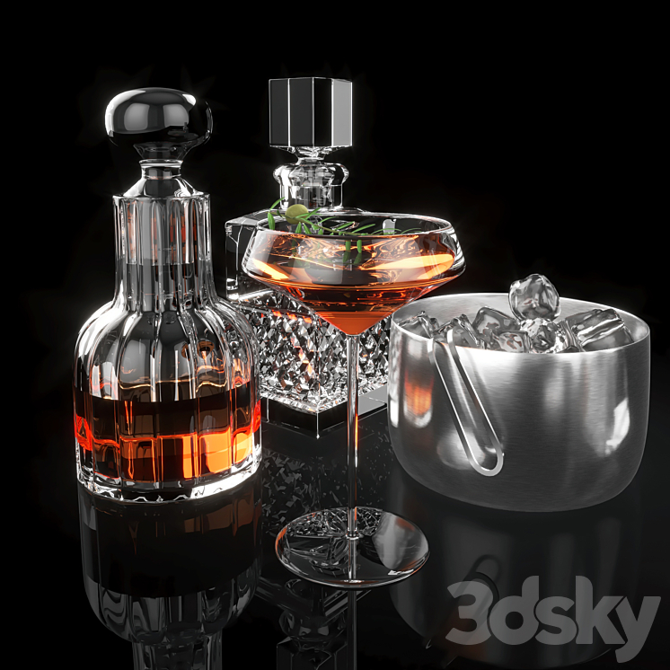 sebastian decanter whiskey set 3DS Max - thumbnail 2