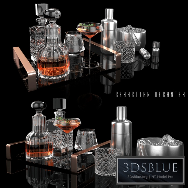 sebastian decanter whiskey set 3DS Max - thumbnail 3