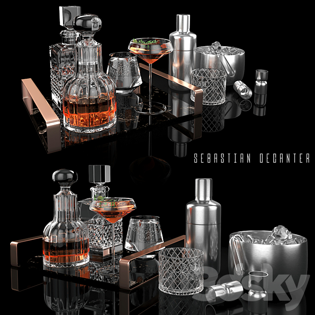 sebastian decanter whiskey set 3DSMax File - thumbnail 1