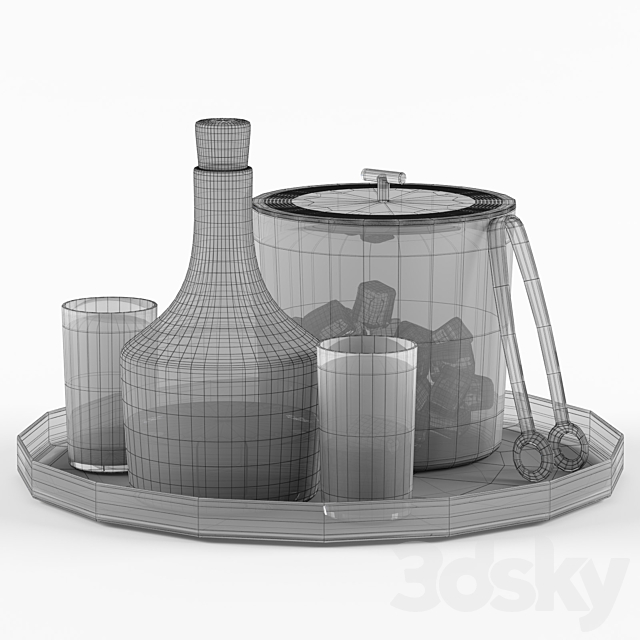 Series B Decanter & Bleecker Bar Ice Bucket set 3DS Max Model - thumbnail 2