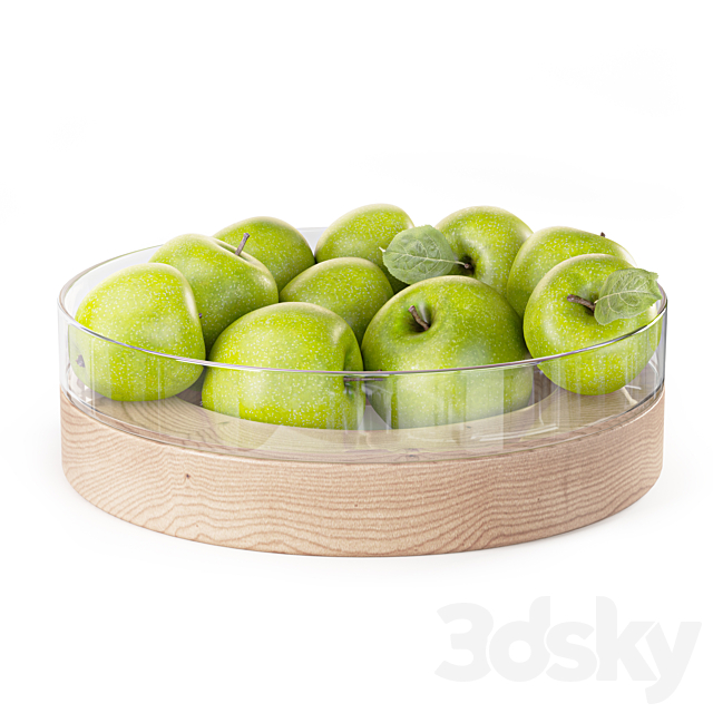 Serving dish on a stand Lotta D31 cm LSA International with green apples 3ds Max - thumbnail 1