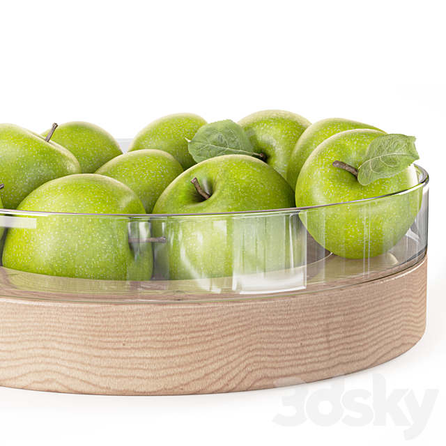 Serving dish on a stand Lotta D31 cm LSA International with green apples 3ds Max - thumbnail 2